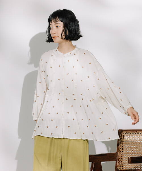 セール】インド 幾何学 刺繍ブラウス＜セットアップ対応＞（シャツ