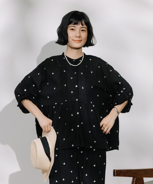 セール】インド 幾何学 刺繍ブラウス＜セットアップ対応
