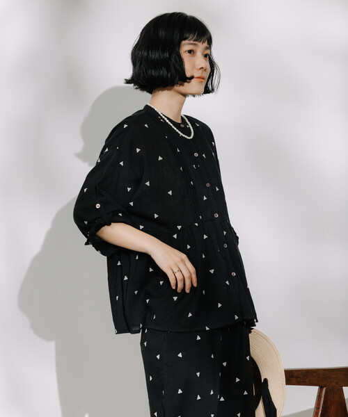 セール】インド 幾何学 刺繍ブラウス＜セットアップ対応