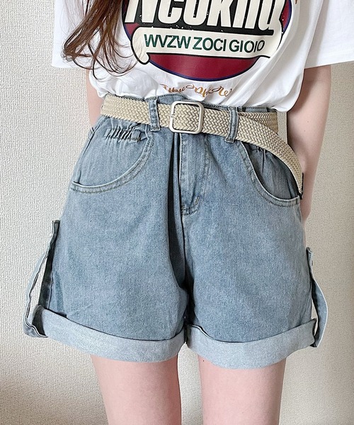 名作 セール】ロールアップデニムショートパンツ（デニムパンツ パンツ