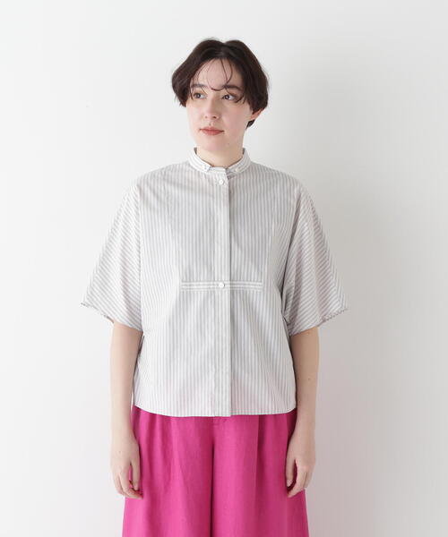 human woman（ヒューマンウーマン）の「◆ストライプローンカレンダードルマンボザムシャツ（シャツ/ブラウス・レディース・ピンク系その他3/ブルー系その他3/チャコールグレー・MEDIUM）」の21枚目の写真