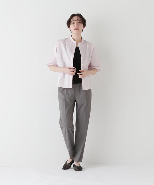 human woman（ヒューマンウーマン）の「◆ストライプローンカレンダードルマンボザムシャツ（シャツ/ブラウス・レディース・ピンク系その他3/ブルー系その他3/チャコールグレー・MEDIUM）」の4枚目の写真