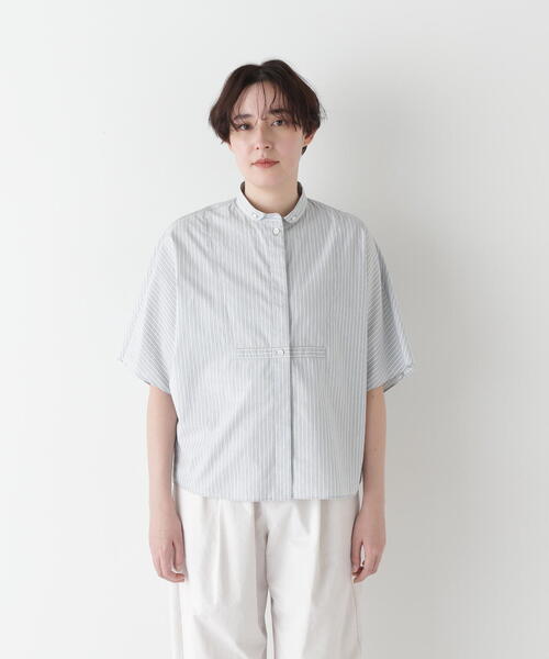 human woman（ヒューマンウーマン）の「◆ストライプローンカレンダードルマンボザムシャツ（シャツ/ブラウス・レディース・ピンク系その他3/ブルー系その他3/チャコールグレー・MEDIUM）」の11枚目の写真