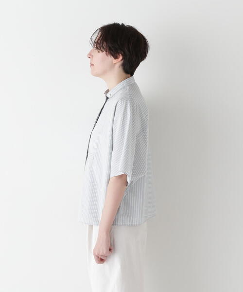 human woman（ヒューマンウーマン）の「◆ストライプローンカレンダードルマンボザムシャツ（シャツ/ブラウス・レディース・ピンク系その他3/ブルー系その他3/チャコールグレー・MEDIUM）」の12枚目の写真
