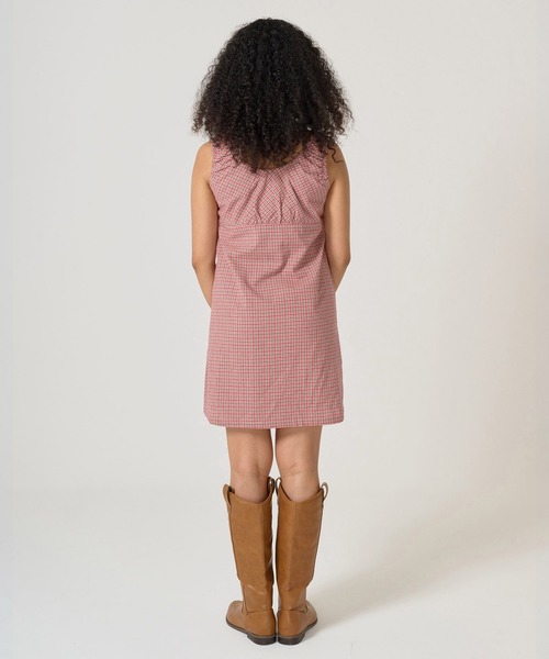 チェック柄 ノースリーブギャザーワンピース TINA：JOJUN チェック柄 ノースリーブギャザーワンピース TINA：JOJUN