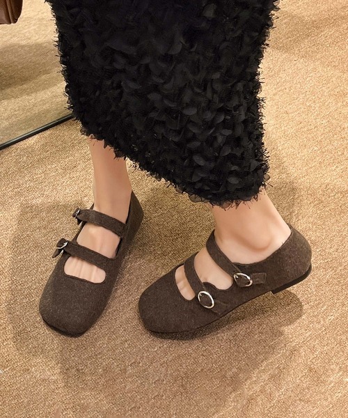 出産祝い セール】【shoes 365】ダブルストラップフラットシューズ 靴