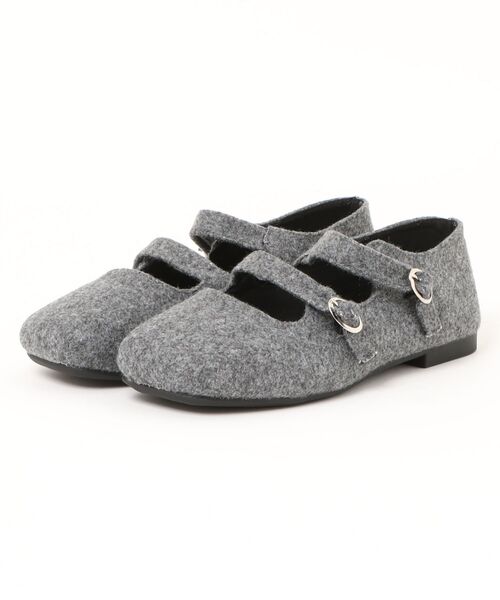 セール】【shoes 365】ダブルストラップフラットシューズ