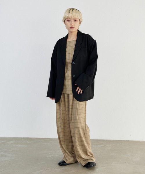 lit(リット)の「Check Double Tuck Pants(スラックス・レディース・ブラック/マスタード・36/38)」の6枚目の写真