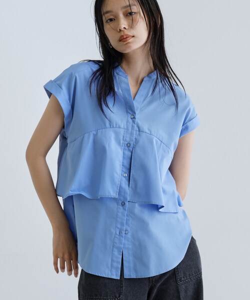 GALLEST（ギャレスト）の「2WAYペプラムシャツ（シャツ/ブラウス・レディース・ネイビー/ブルー系その他/ブルー系その他4/ホワイト系/ブラック系2・38）」の12枚目の写真