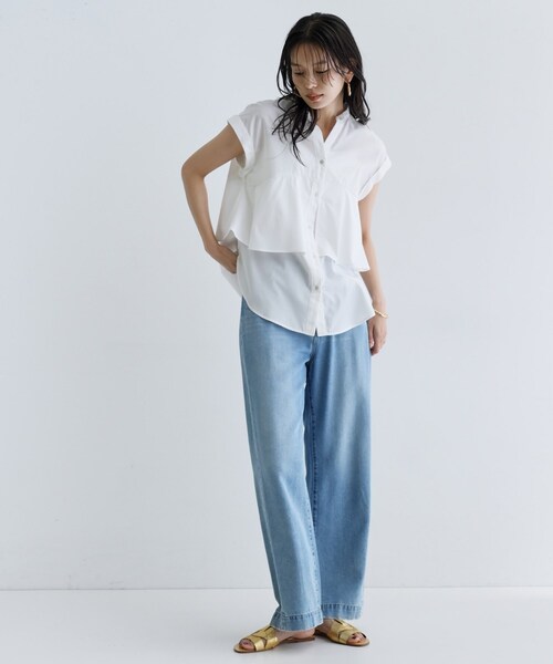 GALLEST（ギャレスト）の「2WAYペプラムシャツ（シャツ/ブラウス・レディース・ネイビー/ブルー系その他/ブルー系その他4/ホワイト系/ブラック系2・38）」の17枚目の写真