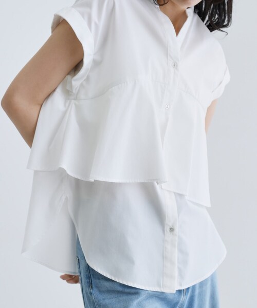 GALLEST（ギャレスト）の「2WAYペプラムシャツ（シャツ/ブラウス・レディース・ネイビー/ブルー系その他/ブルー系その他4/ホワイト系/ブラック系2・38）」の18枚目の写真