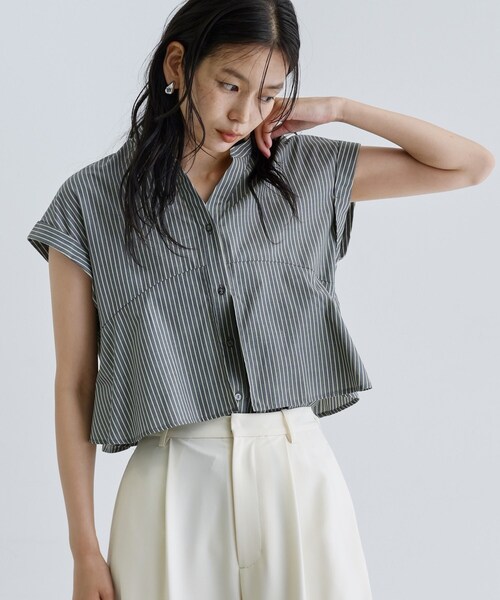 GALLEST（ギャレスト）の「2WAYペプラムシャツ（シャツ/ブラウス・レディース・ネイビー/ブルー系その他/ブルー系その他4/ホワイト系/ブラック系2・38）」の22枚目の写真