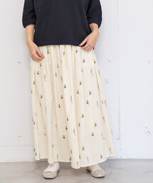 POU DOU DOU | <made in INDIA>シロツメクサ刺繍ギャザースカート(スカート)