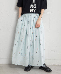 POU DOU DOU | ＜made in INDIA＞シロツメクサ刺繍ギャザースカート(スカート)