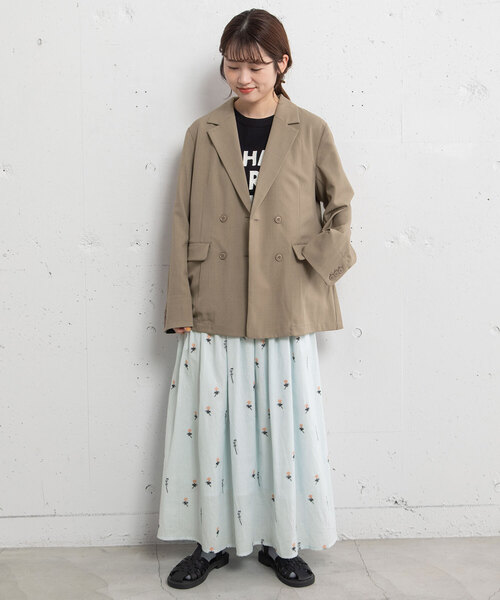 セール】＜made in INDIA＞シロツメクサ刺繍ギャザースカート