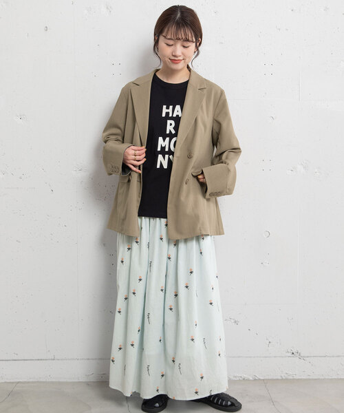 POU DOU DOU（プードゥドゥ）の「＜made in INDIA＞シロツメクサ刺繍ギャザースカート（スカート・レディース・ライトブルー/キナリ/ダークグレー・M）」の8枚目の写真