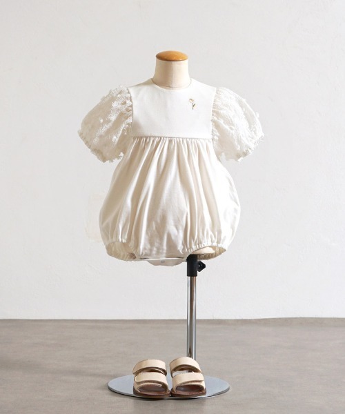 Hoppetta（ホッペッタ）の「【Hoppetta(ホッペッタ)】ポンポンロンパース 70cm・80cm（ロンパース・キッズ・ラベンダー/イエロー/ホワイト・80ｃｍ/70cm）」の2枚目の写真