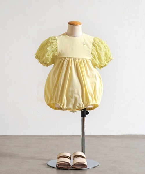Hoppetta（ホッペッタ）の「【Hoppetta(ホッペッタ)】ポンポンロンパース 70cm・80cm（ロンパース・キッズ・ラベンダー/イエロー/ホワイト・80ｃｍ/70cm）」の3枚目の写真