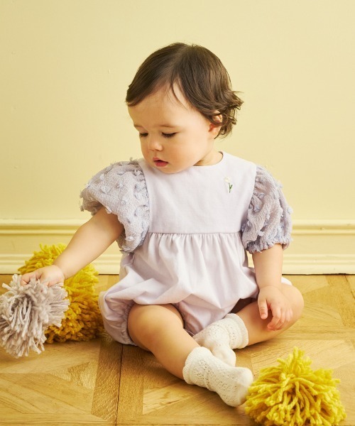 Hoppetta（ホッペッタ）の「【Hoppetta(ホッペッタ)】ポンポンロンパース 70cm・80cm（ロンパース・キッズ・ラベンダー/イエロー/ホワイト・80ｃｍ/70cm）」の13枚目の写真