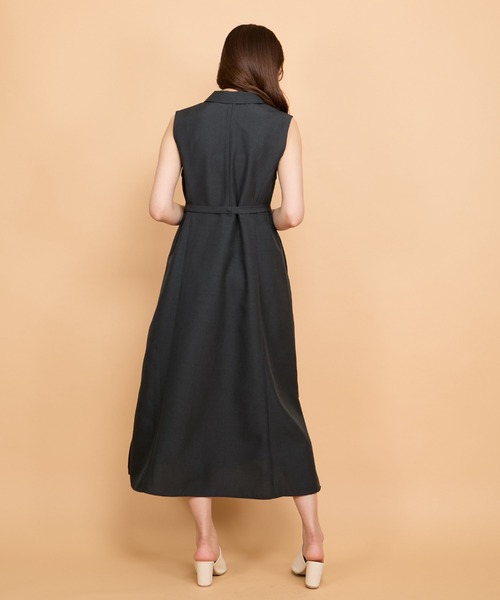 QUEENS COURT（クイーンズコート）の「リネンライクシャンブレージレワンピース≪手洗い可能≫（ワンピース・レディース・ネイビー/ベージュ/ライトグレー・M）」の4枚目の写真