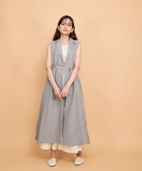 QUEENS COURT（クイーンズコート）の「リネンライクシャンブレージレワンピース≪手洗い可能≫（ワンピース・レディース・ネイビー/ベージュ/ライトグレー・M）」の9枚目の写真