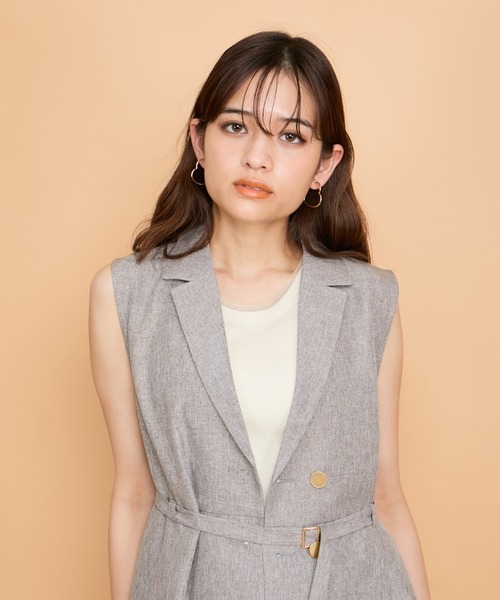 QUEENS COURT（クイーンズコート）の「リネンライクシャンブレージレワンピース≪手洗い可能≫（ワンピース・レディース・ネイビー/ベージュ/ライトグレー・M）」の12枚目の写真