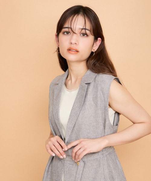 QUEENS COURT（クイーンズコート）の「リネンライクシャンブレージレワンピース≪手洗い可能≫（ワンピース・レディース・ネイビー/ベージュ/ライトグレー・M）」の13枚目の写真