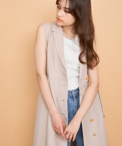 QUEENS COURT（クイーンズコート）の「リネンライクシャンブレージレワンピース≪手洗い可能≫（ワンピース・レディース・ネイビー/ベージュ/ライトグレー・M）」の17枚目の写真