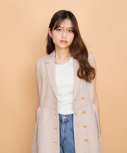 QUEENS COURT（クイーンズコート）の「リネンライクシャンブレージレワンピース≪手洗い可能≫（ワンピース・レディース・ネイビー/ベージュ/ライトグレー・M）」の18枚目の写真