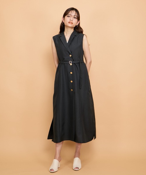 QUEENS COURT（クイーンズコート）の「リネンライクシャンブレージレワンピース≪手洗い可能≫（ワンピース・レディース・ネイビー/ベージュ/ライトグレー・M）」の19枚目の写真