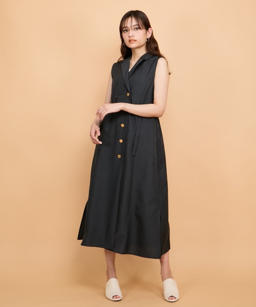 QUEENS COURT（クイーンズコート）の「リネンライクシャンブレージレワンピース≪手洗い可能≫（ワンピース・レディース・ネイビー/ベージュ/ライトグレー・M）」の21枚目の写真