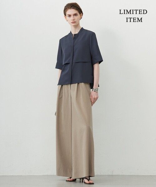 ICB(アイシービー)の「シルキーツイル 半袖クロップドシャツ(シャツ/ブラウス・レディース・ネイビー系/ブルー系/スカイブルー系/グレー系/アイボリー系・48/46/44/42/40)」の8枚目の写真