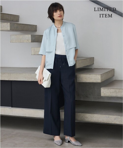 ICB(アイシービー)の「シルキーツイル 半袖クロップドシャツ(シャツ/ブラウス・レディース・ネイビー系/ブルー系/スカイブルー系/グレー系/アイボリー系・48/46/44/42/40)」の17枚目の写真