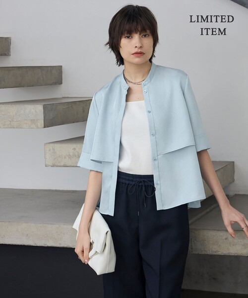 ICB(アイシービー)の「シルキーツイル 半袖クロップドシャツ(シャツ/ブラウス・レディース・ネイビー系/ブルー系/スカイブルー系/グレー系/アイボリー系・48/46/44/42/40)」の18枚目の写真