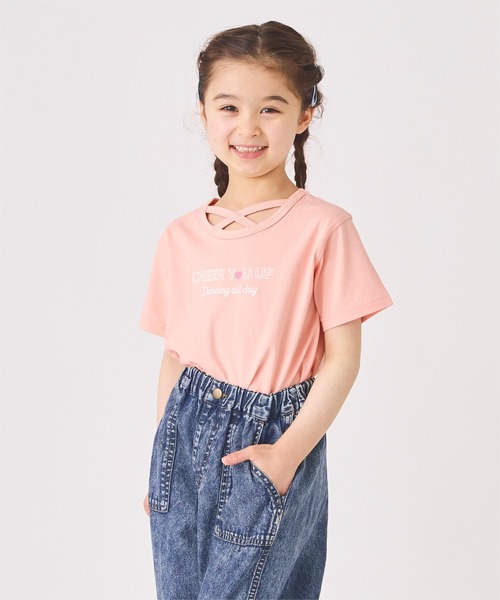 ever closet（エバークローゼット）の「クロスデザインTシャツ（Tシャツ/カットソー・キッズ・グリーン系その他2/グリーン系その他3/サーモンピンク/ブラック/パープル系その他3/オフホワイト・90cm/100cm/110cm/120cm/130cm/140cm）」の6枚目の写真