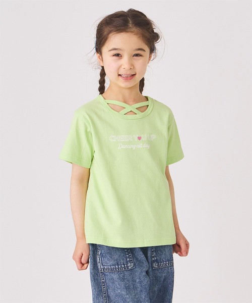ever closet（エバークローゼット）の「クロスデザインTシャツ（Tシャツ/カットソー・キッズ・グリーン系その他2/グリーン系その他3/サーモンピンク/ブラック/パープル系その他3/オフホワイト・90cm/100cm/110cm/120cm/130cm/140cm）」の3枚目の写真