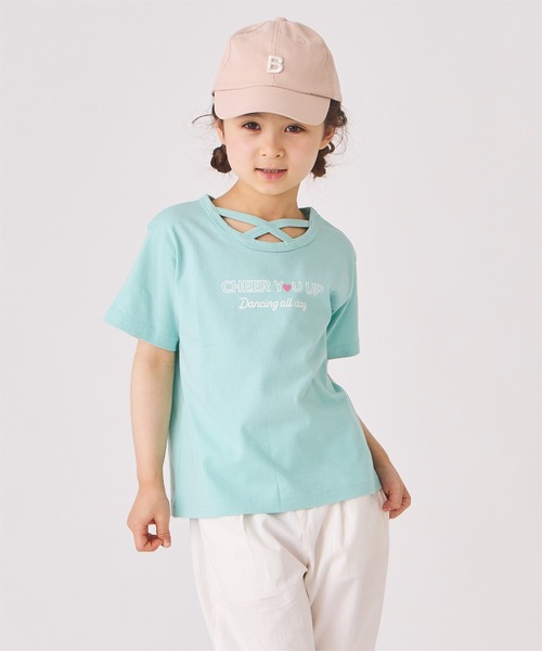 ever closet（エバークローゼット）の「クロスデザインTシャツ（Tシャツ/カットソー・キッズ・グリーン系その他2/グリーン系その他3/サーモンピンク/ブラック/パープル系その他3/オフホワイト・90cm/100cm/110cm/120cm/130cm/140cm）」の4枚目の写真