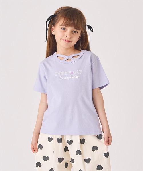 ever closet（エバークローゼット）の「クロスデザインTシャツ（Tシャツ/カットソー・キッズ・グリーン系その他2/グリーン系その他3/サーモンピンク/ブラック/パープル系その他3/オフホワイト・90cm/100cm/110cm/120cm/130cm/140cm）」の5枚目の写真