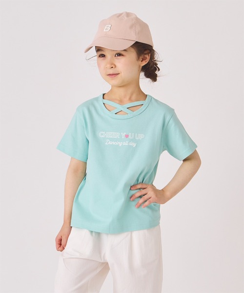 ever closet（エバークローゼット）の「クロスデザインTシャツ（Tシャツ/カットソー・キッズ・グリーン系その他2/グリーン系その他3/サーモンピンク/ブラック/パープル系その他3/オフホワイト・90cm/100cm/110cm/120cm/130cm/140cm）」の21枚目の写真