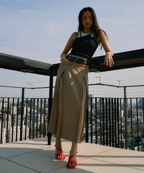 Double Belted Inverted Pleats Skirt｜セットアップ
