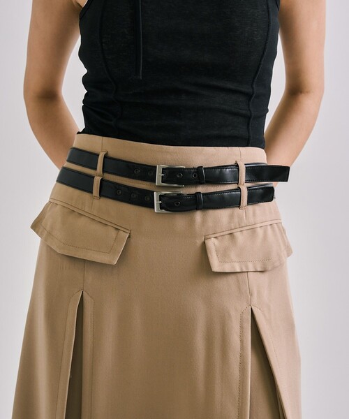 Double Belted Inverted Pleats Skirt｜セットアップ/オケージョン/秋