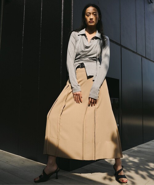 Double Belted Inverted Pleats Skirt｜セットアップ