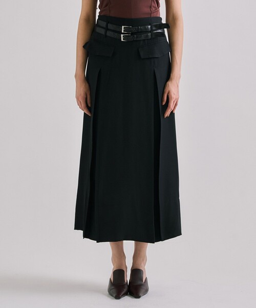 Double Belted Inverted Pleats Skirt｜セットアップ