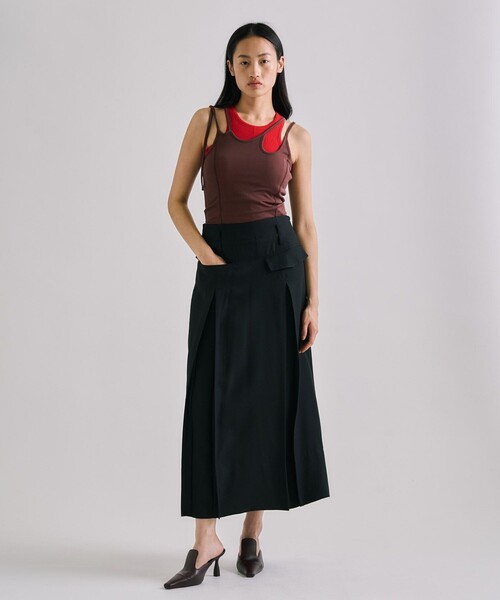 Double Belted Inverted Pleats Skirt｜セットアップ