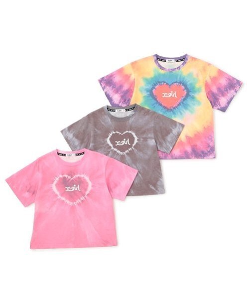 X-girl Stages(エックスガールステージス)の「【TBSドラマ フェイクマミー 着用アイテム】ハートタイダイ半袖Tシャツ(Tシャツ/カットソー・キッズ・カラフル/ピンク/グレー・130cm/100cm/80cm/110cm/90cm/140cm/120cm)」の7枚目の写真