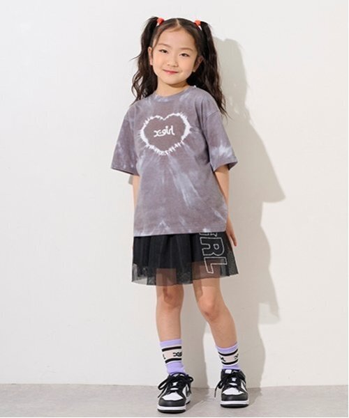 X-girl Stages(エックスガールステージス)の「【TBSドラマ フェイクマミー 着用アイテム】ハートタイダイ半袖Tシャツ(Tシャツ/カットソー・キッズ・カラフル/ピンク/グレー・130cm/100cm/80cm/110cm/90cm/140cm/120cm)」の15枚目の写真