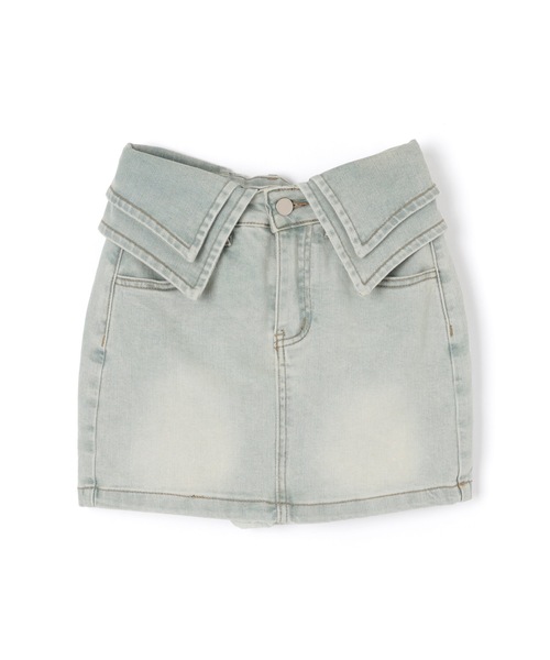 M DOLLY(エムドリー)の「waist cuff denim skirt/ウエストカフデニムスカート(デニムスカート・レディース・ホワイト/ブルー・S/M)」の14枚目の写真