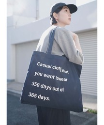 THREE FIFTY STANDARD メッセージロゴトートバッグ〈ネイビー〉