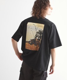 7SM1【TAKEO KIKUCHI】シングルステッチ　グラフィックTシャツ　黒 ティーケー タケオ キクチ tk.TAKEO KIKUCHI 配色ステッチ半袖