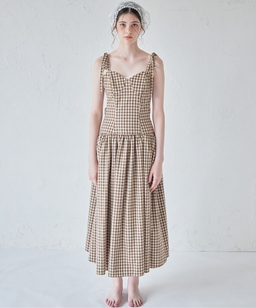 etre loin（エトルワン）の「Gingham check back open dress（ワンピース・レディース・ブラック/ライトグレー/ブラウン・M）」の3枚目の写真